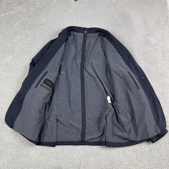 Zara Navy Two Button Lightweight Blazer / Sports Coat Sz 46R w/ elbow patches - Picture 5 of 6